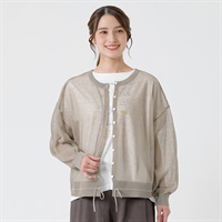 リネン入 裾ドロストクルーカーデ レディス SELF+SERVICE(セルフ＋サービス) SP-K19326-SS(チャ-M)