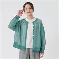 リネン入 裾ドロストクルーカーデ レディス SELF+SERVICE(セルフ＋サービス) SP-K19326-SS(ミドリ-M)
