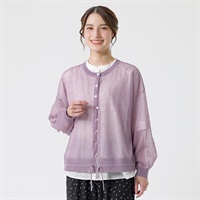 リネン入 裾ドロストクルーカーデ レディス SELF+SERVICE(セルフ＋サービス) SP-K19326-SS(ウスムラサキ-M)