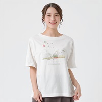 オーガニック綿糸フォレストプリントTシャツ レディス SELF+SERVICE(セルフ＋サービス) MRCT262340010(シロ（風景）-M)