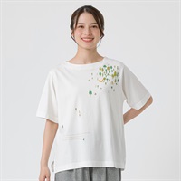 オーガニック綿糸フォレストプリントTシャツ レディス SELF+SERVICE(セルフ＋サービス) MRCT262340010(アイボリー（森）-M)