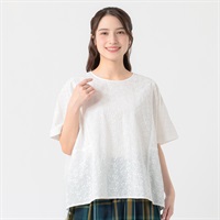 オーガニック綿入刺繍パッチワークTブラウス レディス SELF+SERVICE(セルフ＋サービス)(シロ-M)