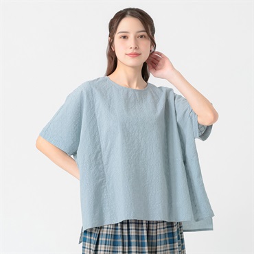 オーガニック綿入刺繍パッチワークTブラウス レディス SELF+SERVICE(セルフ＋サービス)