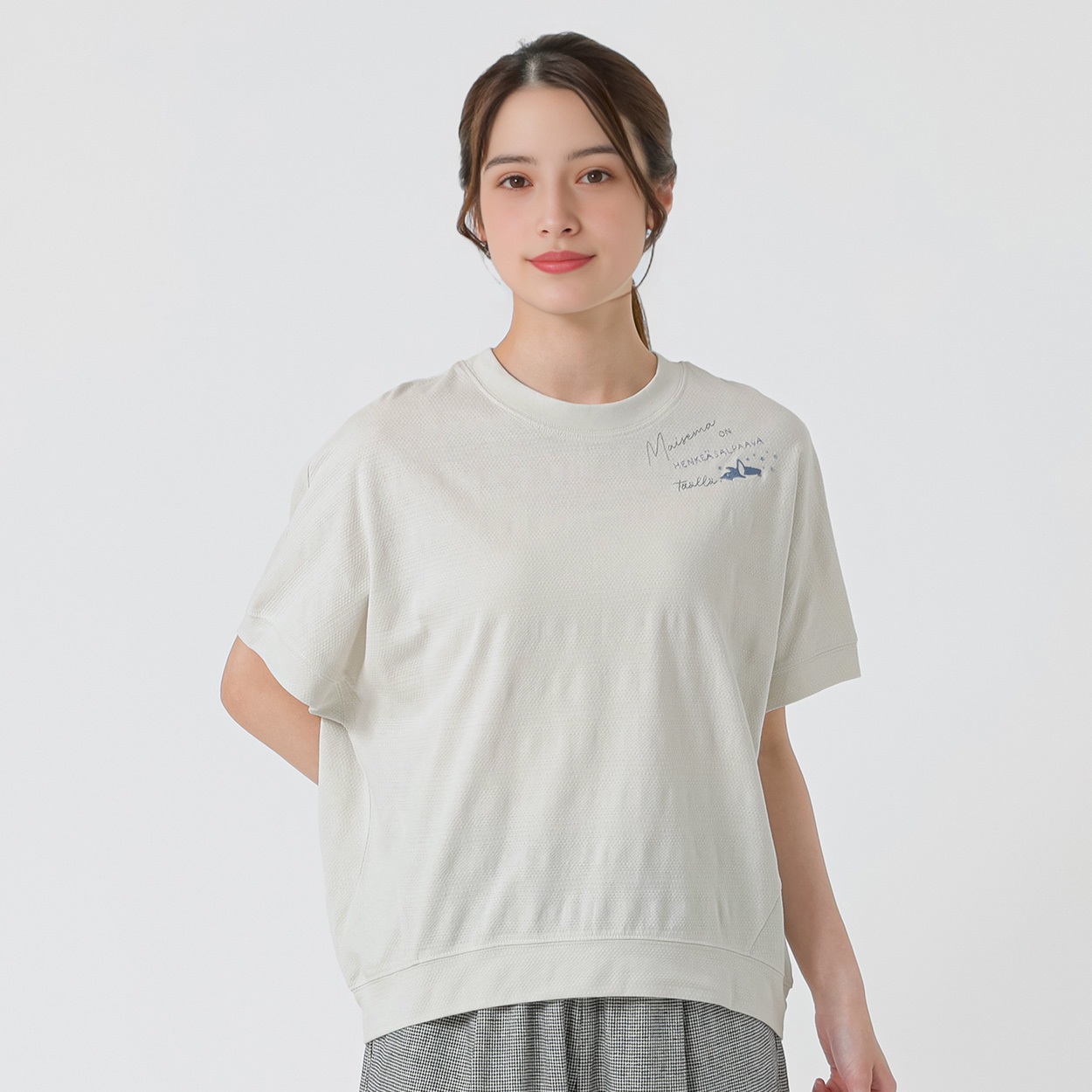 オーガニック綿糸裾切替刺繍プルオーバー レディス SELF+SERVICE(セルフ＋サービス) MRCT262345001(Ａウスクロ-M)