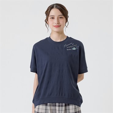 オーガニック綿糸裾切替刺繍プルオーバー レディス SELF+SERVICE(セルフ＋サービス) MRCT262345001(コイアオ-M)