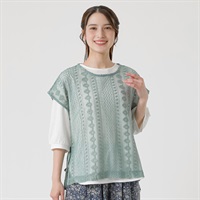 脇リボンクロッシェレースアンサンブル レディス SELF+SERVICE(セルフ＋サービス) CP424771-SS(ミドリ-M)