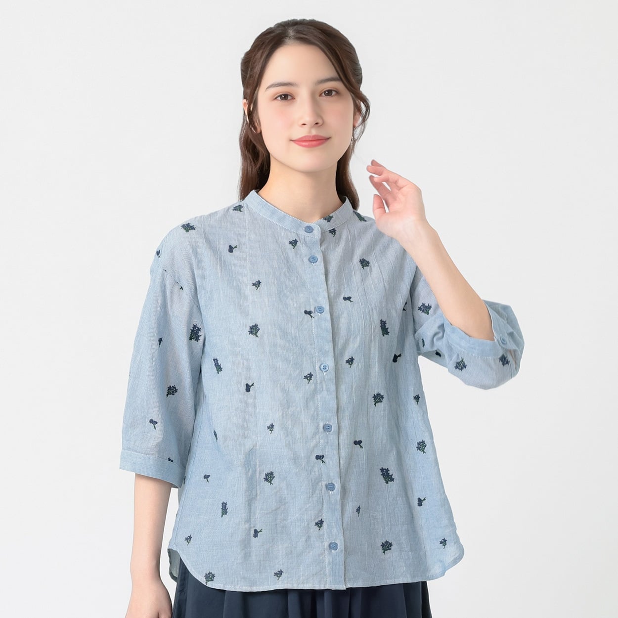 楊柳花柄刺繍シャツ レディス SELF+SERVICE(セルフ＋サービス