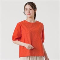オーガニックレースブラウス オーガニック綿糸 レディス SELF+SERVICE(セルフ＋サービス) P29051-SS(ダイダイ-M)