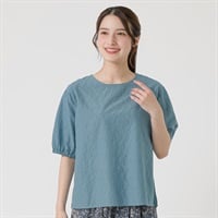 オーガニックレースブラウス オーガニック綿糸 レディス SELF+SERVICE(セルフ＋サービス) P29051-SS(アオ-M)