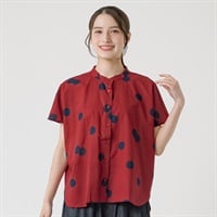 オーガニック綿糸ドット柄ブラウス レディス SELF+SERVICE(セルフ＋サービス) P29053-SS(アカ-M)