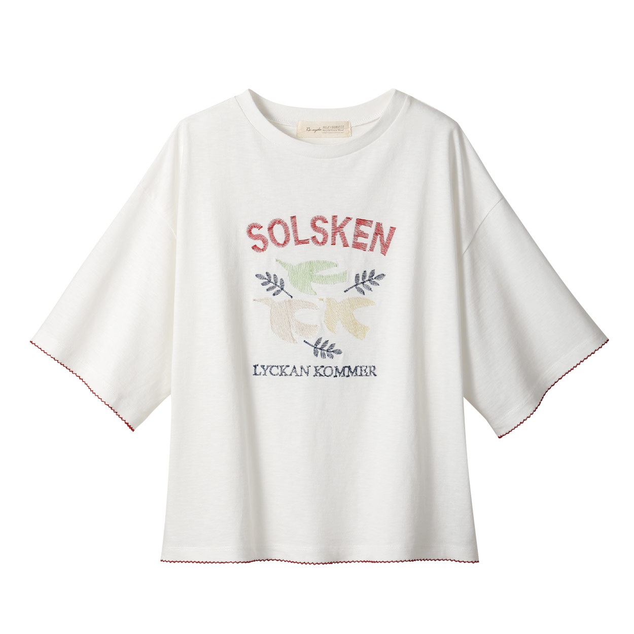 リサイクル綿入 スラブ刺繍Tee レディス SELF+SERVICE(セルフ＋サービス) SP-K19330-SS(シロ-L)