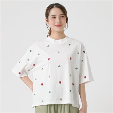 リサイクル綿入 スラブ柄刺繍Tee レディス SELF+SERVICE(セルフ＋サービス) SP-K19331-SS(シロ-M)