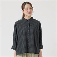 オーガニック綿糸チビエリシャツ レディス SELF+SERVICE(セルフ＋サービス) PLS-71259-SS(コイミドリ-M)