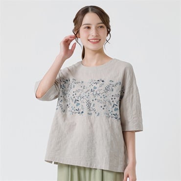 オーガニック綿入 楊柳刺繍入Ｔブラウス レディス SELF+SERVICE(セルフ＋サービス) GL1266374-SS