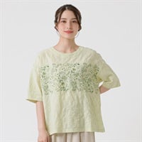 オーガニック綿入 楊柳刺繍入Ｔブラウス レディス SELF+SERVICE(セルフ＋サービス) GL1266374-SS(ウスミドリ-M)