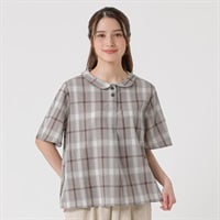 オーガニック綿入 丸衿ブラウス レディス SELF+SERVICE(セルフ＋サービス) ONP6014848-SS(ウスチャ-M)