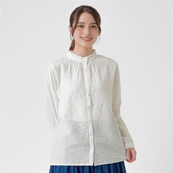 エリフリルオーガニック綿入シャツ レディス SELF+SERVICE(セルフ＋サービス) ONP6014849-SS(シロ-M)