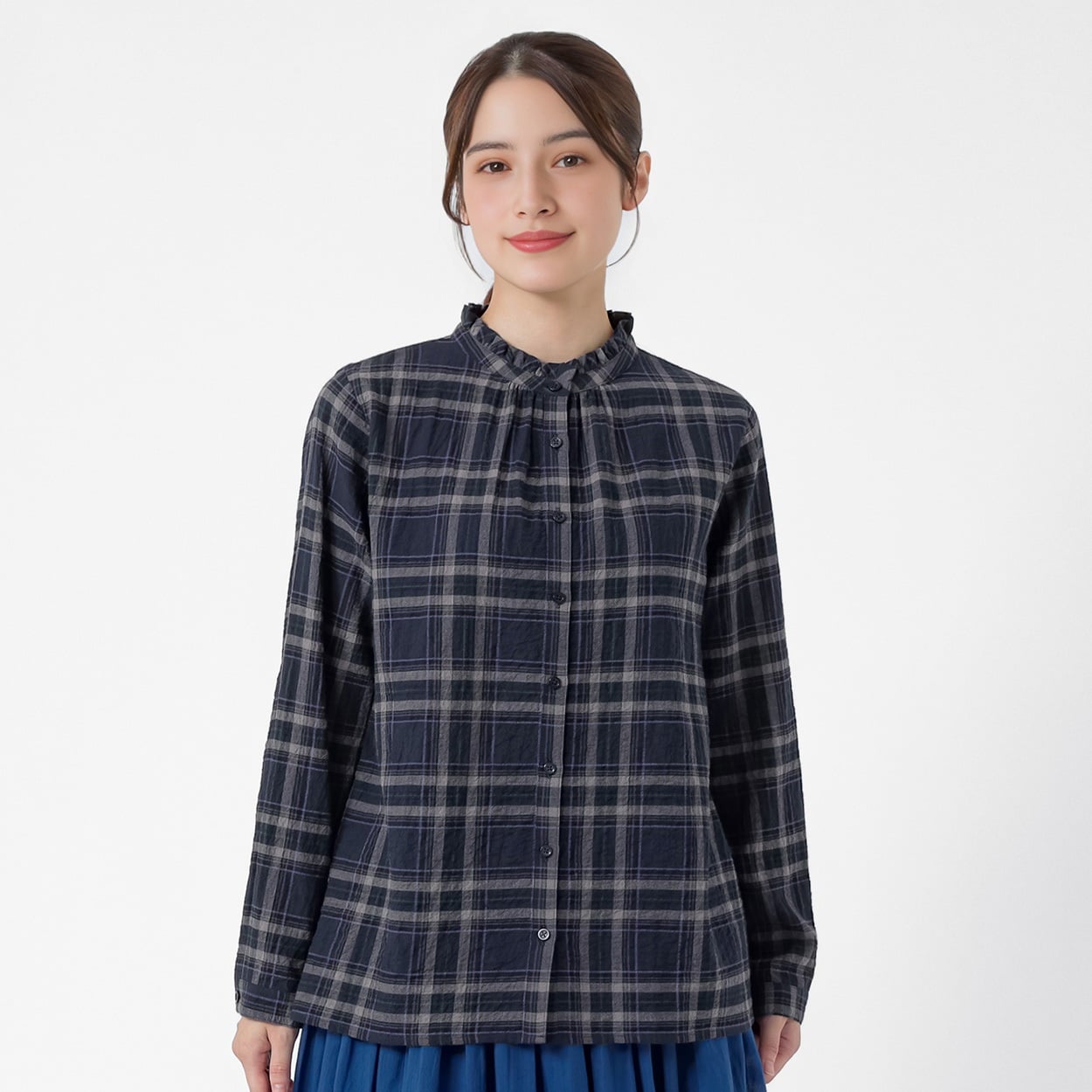 エリフリルオーガニック綿入シャツ レディス SELF+SERVICE(セルフ＋サービス) ONP6014849-SS(コイアオ-XL)