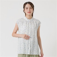 エリフリルオーガニック綿入フレンチ袖シャツ レディス SELF+SERVICE(セルフ＋サービス) ONP6014850-SS(アイボリー（花柄）-M)