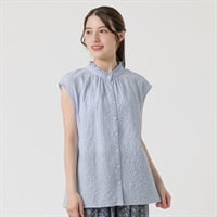 エリフリルオーガニック綿入フレンチ袖シャツ レディス SELF+SERVICE(セルフ＋サービス) ONP6014850-SS(ウスアオ-M)