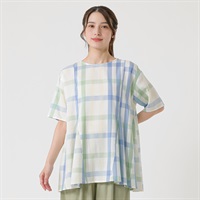 オーガニック綿入マチブラウス レディス SELF+SERVICE(セルフ＋サービス) ONP6014851-SS(ウスアオ-M)