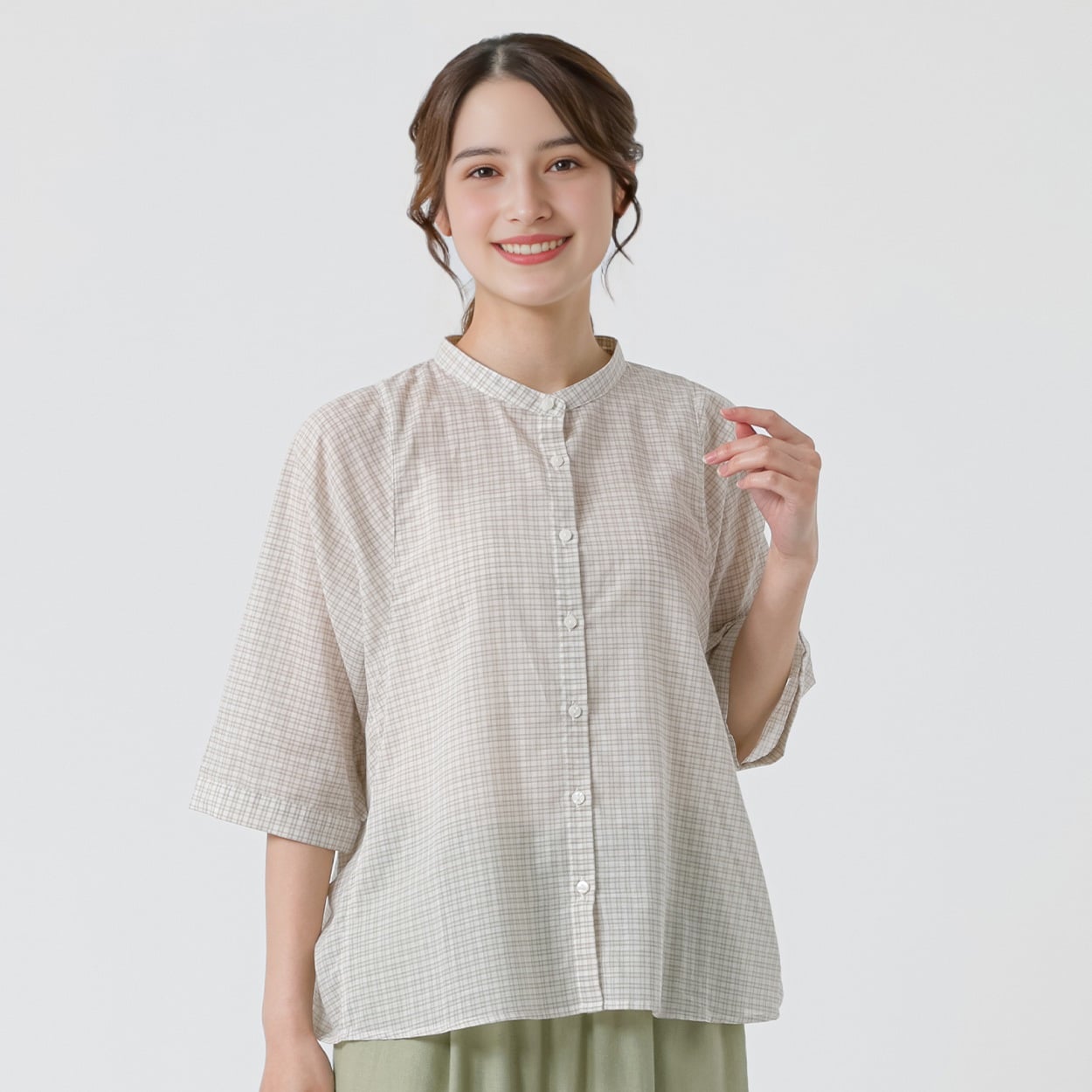 リネンブレンドドルマンシャツ レディス SELF+SERVICE(セルフ＋サービス) ONP6014853-SS(アイボリー-M)