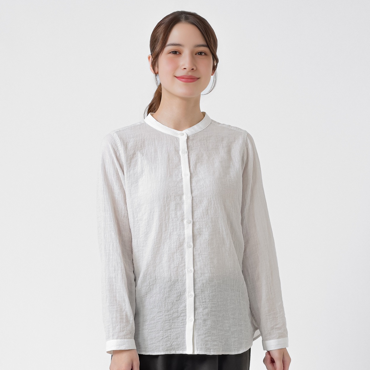 オーガニック綿入クレリックシャツ レディス SELF+SERVICE(セルフ＋サービス) ONP6014854-SS(シロ-L)