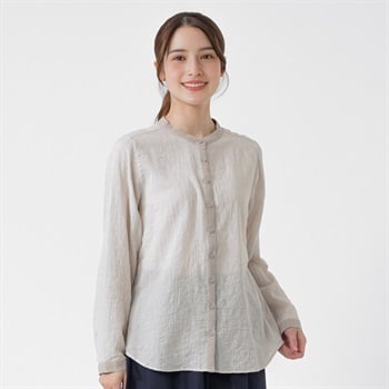 オーガニック綿入クレリックシャツ レディス SELF+SERVICE(セルフ＋サービス) ONP6014854-SS(ウスチャ-M)