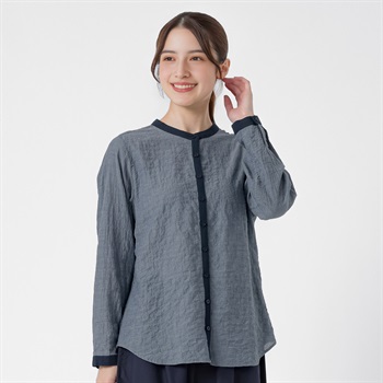 オーガニック綿入クレリックシャツ レディス SELF+SERVICE(セルフ＋サービス) ONP6014854-SS(コイアオ-M)