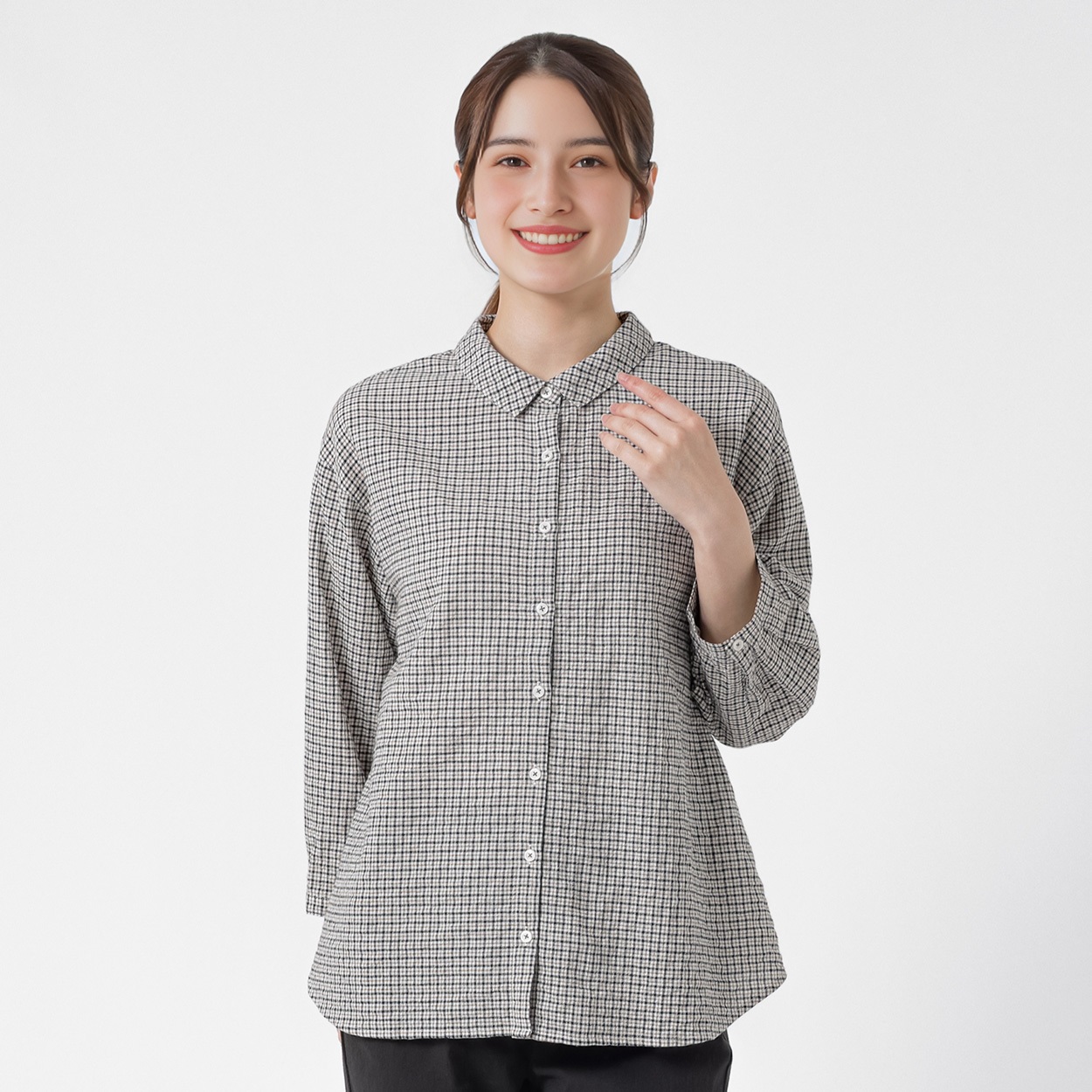 オーガニック綿入チビエリシャツ レディス SELF+SERVICE(セルフ＋サービス) ONP6014855-SS(ウスチャ-XL)