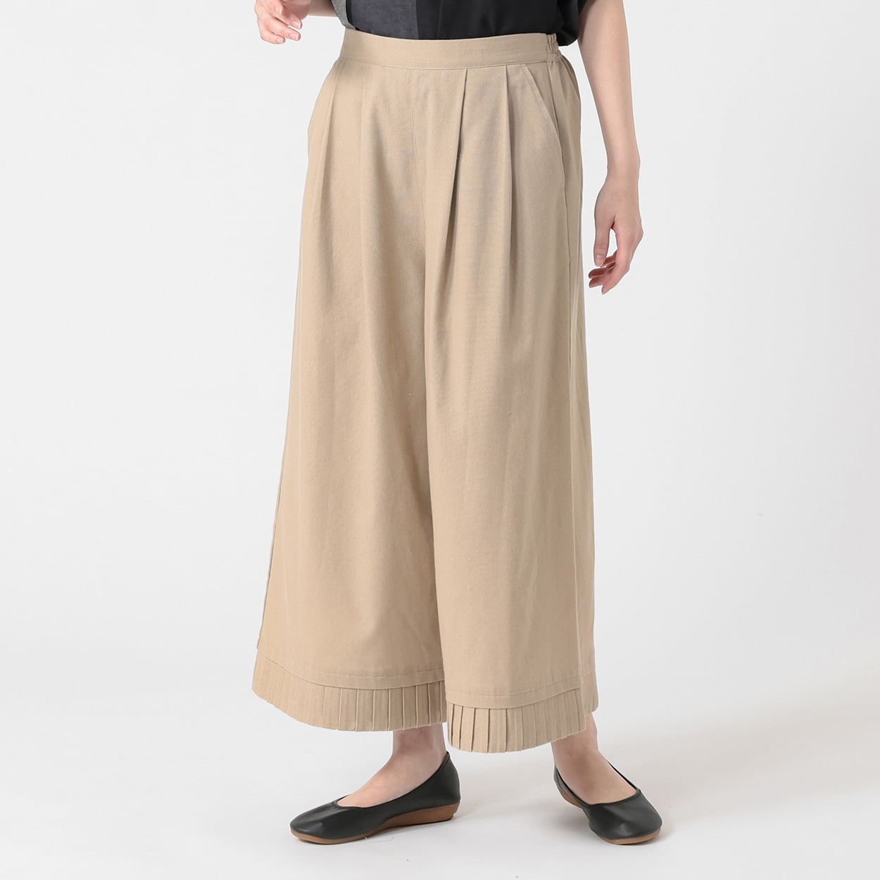 EXPAND 裾ピンタックワイドパンツ レディス SELF+SERVICE(セルフ＋サービス)(Ａウスクロ-M)