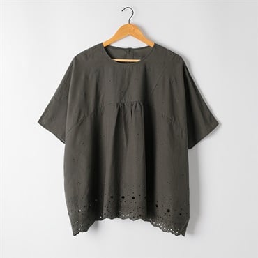 裾スカラ刺繍チュニック オーガニック綿入 レディス SELF+SERVICE(セルフ＋サービス) HC261140-SS(チャコ－ルグレ－-M)