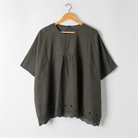 裾スカラ刺繍チュニック オーガニック綿入 レディス SELF+SERVICE(セルフ＋サービス) HC261140-SS(チャコ－ルグレ－-M)