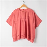 裾スカラ刺繍チュニック オーガニック綿入 レディス SELF+SERVICE(セルフ＋サービス) HC261140-SS(アカ-M)