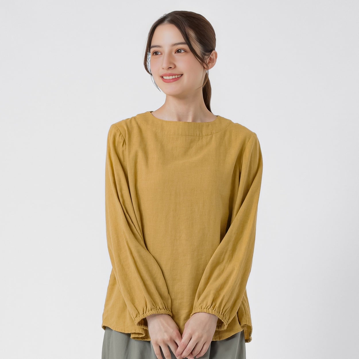 オーガニック綿糸クルーブラウス レディス SELF+SERVICE(セルフ＋サービス) PLS-71263-SS(コイキイロ-XL)