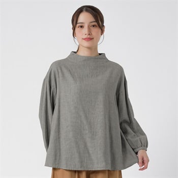 オーガニック綿糸ボトルネックブラウス レディス SELF+SERVICE(セルフ＋サービス) PLS-71264-SS(ウスクロ-M)