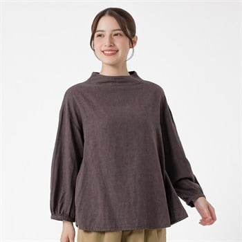 オーガニック綿糸ボトルネックブラウス レディス SELF+SERVICE(セルフ＋サービス) PLS-71264-SS(ムラサキ-M)