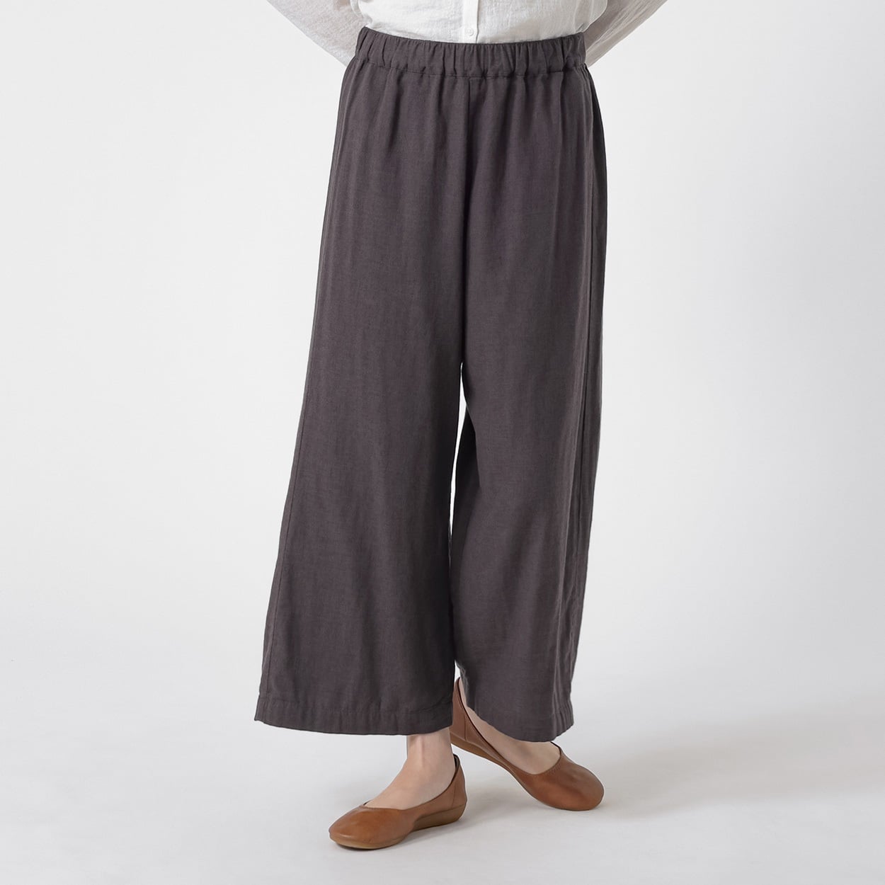 オーガニック綿糸ワイドパンツ レディス SELF+SERVICE(セルフ＋サービス) PLS-71268-SS(クロ-L)