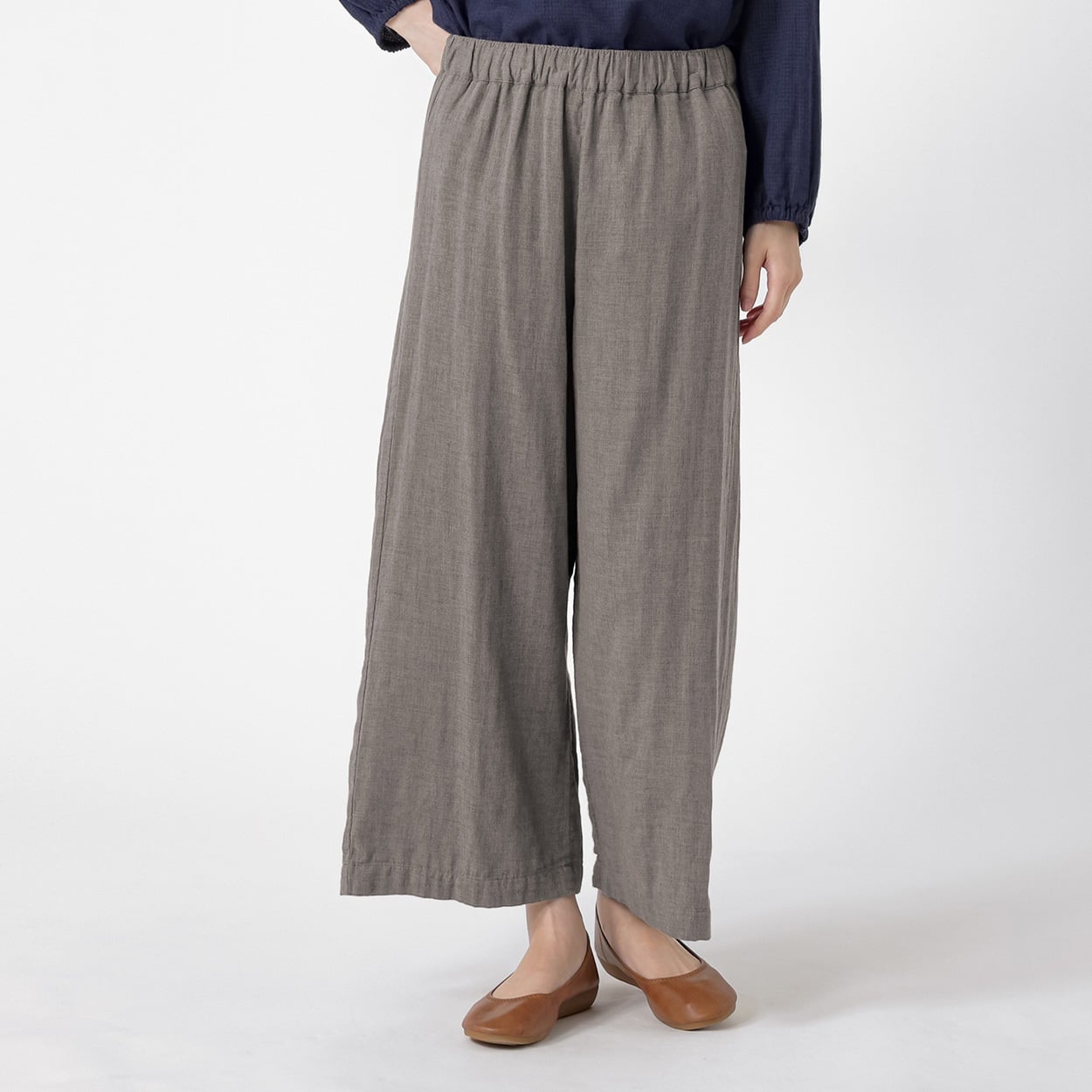 オーガニック綿糸ワイドパンツ レディス SELF+SERVICE(セルフ＋サービス) PLS-71268-SS(Ａウスクロ-XL)