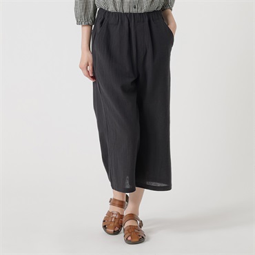 ウォッシュド綿ワイドクロプトパンツ オーガニックコットン入 レディス SELF+SERVICE(セルフ＋サービス) TK526423-SS(チャコ－ルグレ－-S)