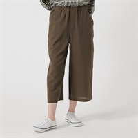 ウォッシュド綿ワイドクロプトパンツ オーガニックコットン入 レディス SELF+SERVICE(セルフ＋サービス) TK526423-SS(コイチャ-S)