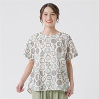 楊柳フルーツ柄ティーブラウス オーガニック綿入 レディス SELF+SERVICE(セルフ＋サービス) GL1266201-SS(シロ-M)