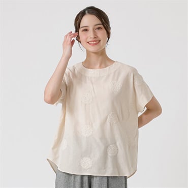 ドット刺繍ティーブラウス オーガニック綿入 レディス SELF+SERVICE(セルフ＋サービス) GL1266202-SS