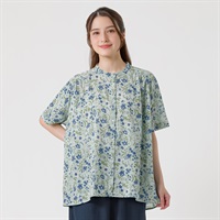 楊柳花柄ゆるシャツ オーガニック綿入 レディス SELF+SERVICE(セルフ＋サービス) GL1266385-SS(ウスミドリ-M)