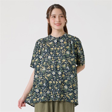 楊柳花柄ゆるシャツ オーガニック綿入 レディス SELF+SERVICE(セルフ＋サービス) GL1266385-SS(Ａコイアオ-M)