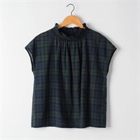 襟シャーリングブラウス オーガニックコットン入 レディス SELF+SERVICE(セルフ＋サービス) GL1266504-SS(Ａコイアオ-M)