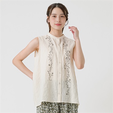 植物柄刺繍入ブラウス オーガニックコットン入 レディス SELF+SERVICE(セルフ＋サービス) GL1266508-SS