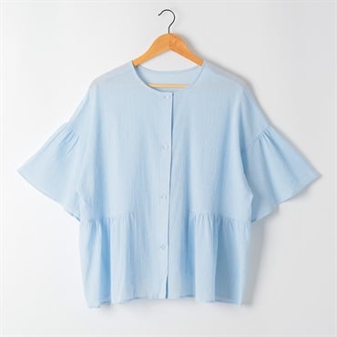 綿強撚ワイドブラウス オーガニックコットン入 レディス SELF+SERVICE(セルフ＋サービス) GL1266509-SS(ウスアオ-M)