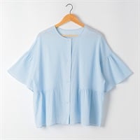 綿強撚ワイドブラウス オーガニックコットン入 レディス SELF+SERVICE(セルフ＋サービス) GL1266509-SS(ウスアオ-M)