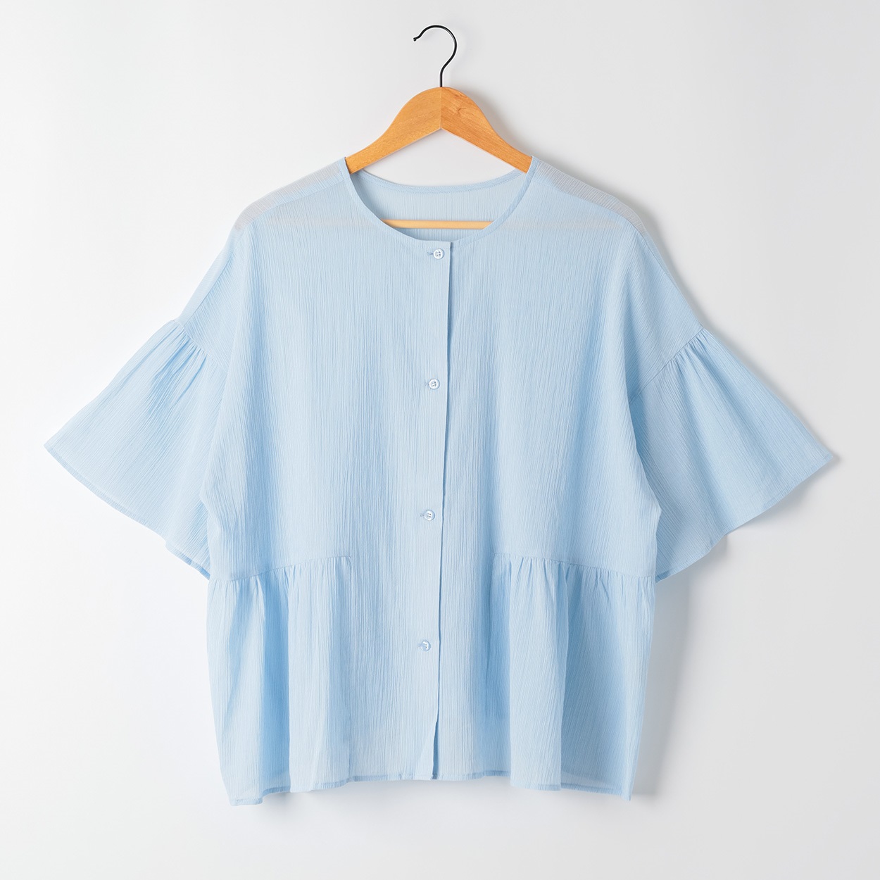 綿強撚ワイドブラウス オーガニックコットン入 レディス SELF+SERVICE(セルフ＋サービス) GL1266509-SS(ウスアオ-XL)